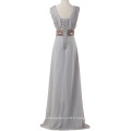 Grace Karin Long V-Neck sans manches en mousseline de soie Light Grey Evening Dress CL3403-2